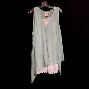 Pretty Angel 2 Piece Set: White Ruffle Dress with Blue Top Cover